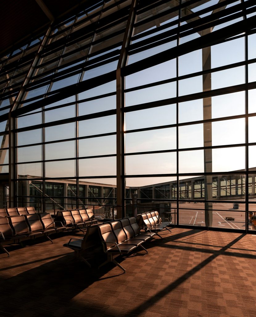 Istanbul Airport lounges interior with premium seating and large windows